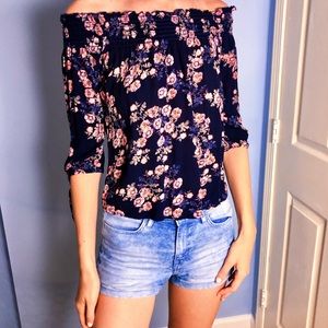 Off the shoulder floral shirt